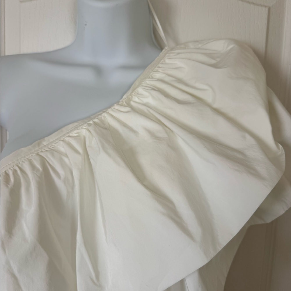 Small Luminary White One Shoulder Ruffled Mini Dress - Picture 3 of 7